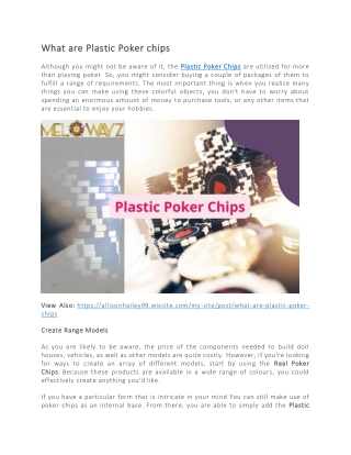 What are Plastic Poker chips