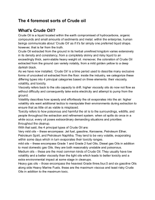 The 4 foremost sorts of Crude oil