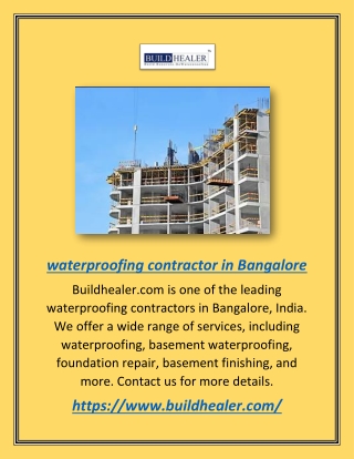 Waterproofing Contractor in Bangalore | Buildhealer.com