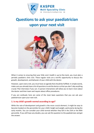 Questions to ask your paediatrician upon your next visit