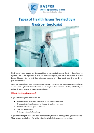 Types of Health Issues Treated by a Gastroenterologist