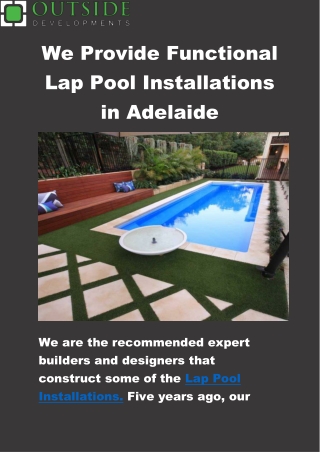 We Provide Functional Lap Pool Installations in Adelaide