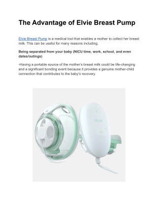 The Advantage of Elvie Breast Pump