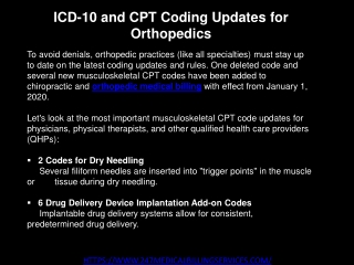 ICD-10 and CPT Coding Updates for Orthopedics