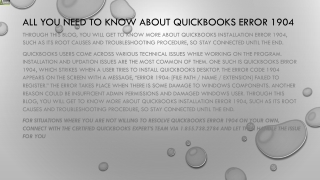 A complete way to resolve QuickBooks error 1904