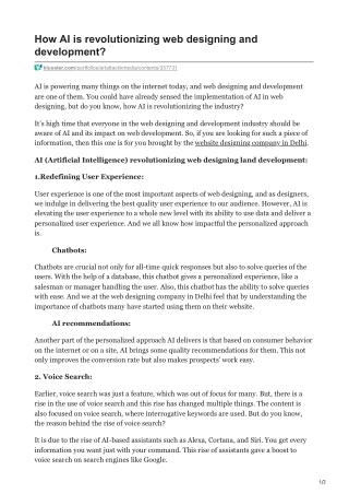 How AI is revolutionizing web designing and development?
