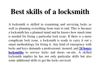 24 hours locksmiths