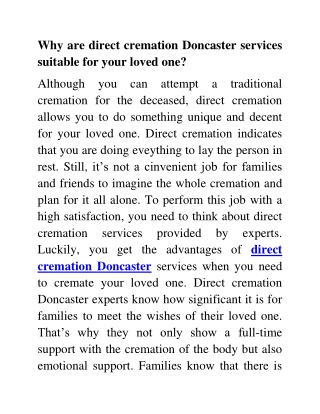direct cremation Doncaster