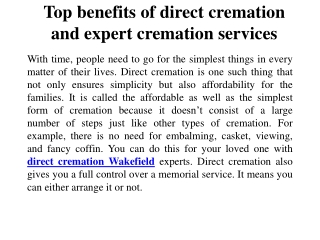 Direct Cremation Wakefield