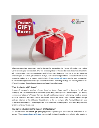 How do Custom Gift Boxes Improve your Business?