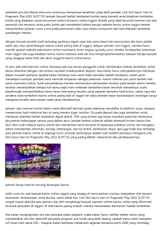 Situs Web Kasino Link Slot Gacor Hari Ini Pragmatic Play 2022 Slot135 Jempolan 2