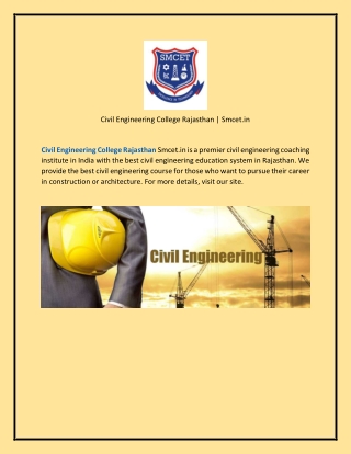 Civil Engineering College Rajasthan  Smcet.in