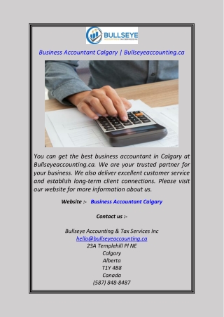 Business Accountant Calgary  Bullseyeaccounting.ca