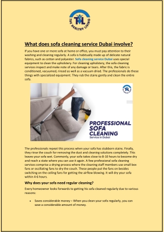 What does sofa cleaning service Dubai involve?