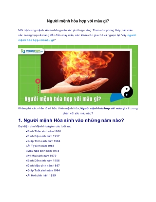 Người mệnh hỏa hợp với màu gì