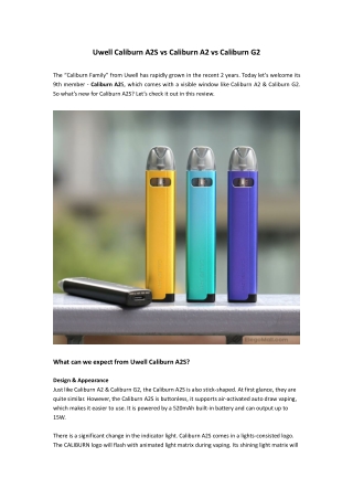 Uwell Caliburn A2S vs Caliburn A2 vs Caliburn G2