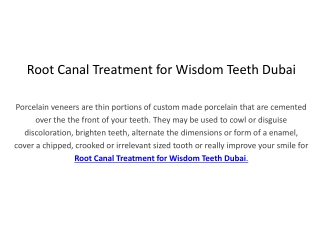 Root Canal Treatment for Wisdom Teeth in Dubai