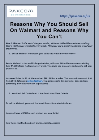 Reasons Why You Should Sell On Walmart and Reasons Why You Can’t