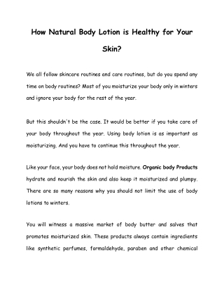 How natural body lotion is healthy for your skin-Jenessence