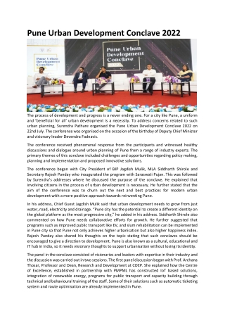Pune Urban Development Conclave 2022