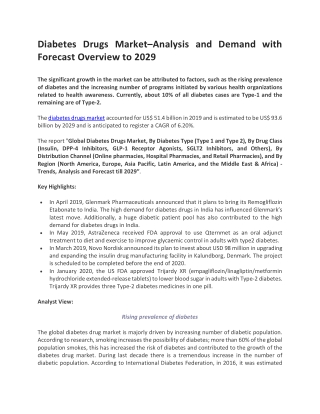 Diabetes Drugs Market