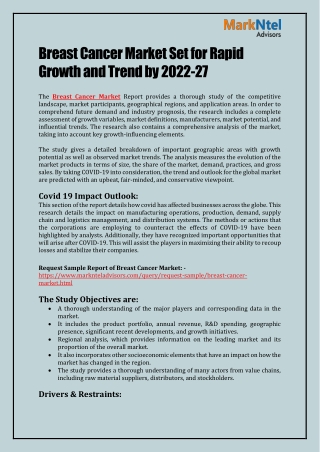 Breast Cancer Market Set for Rapid Growth and Trend by 2022-27