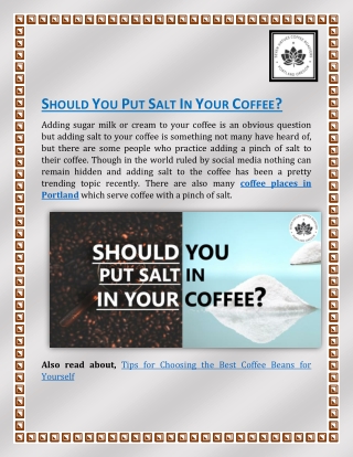 Should You Put Salt In Your Coffee?