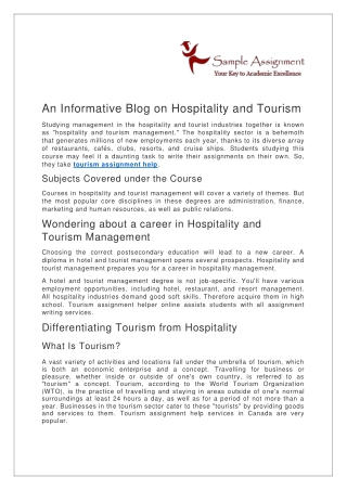 An Informative Blog on Hospitality and Tourism