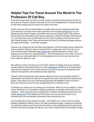 Helpful Tips For Travel Around The World In The Profession Of Call Boy