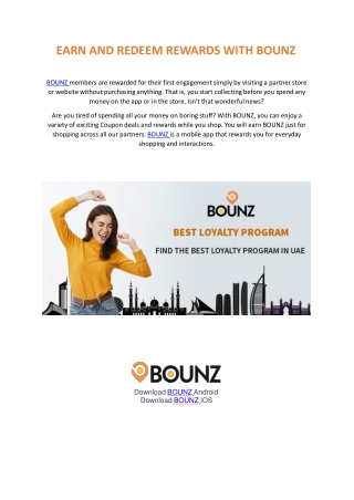 EARN AND REDEEM REWARDS WITH BOUNZ