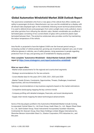 2021 Automotive Windshield Industry Global Analysis Report