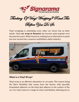 Get Professionally Designed Car Wrap In Houston | Signarama Houston City