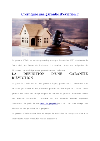 Une garantie d’éviction : définition | caractéristiques | effets