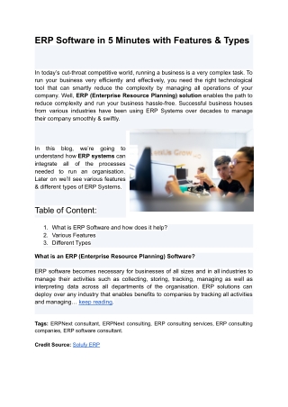 ERP Software in 5 Minutes with Features & Types