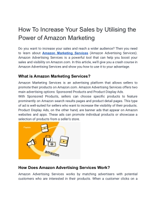 How To Increase Your Sales by Utilising the Power of Amazon Marketing