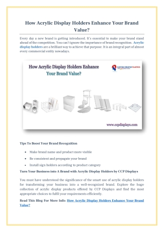 How Acrylic Display Holders Enhance Your Brand Value