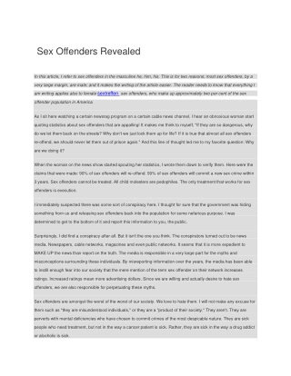 Sex Offenders Revealed