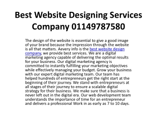Best Website Designing Services Company 01149787580