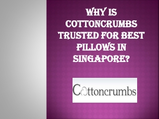 Why is Cottoncrumbs trusted for Best Pillows In Singapore
