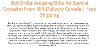 Get Order Amazing Gifts for Special Occasion from Gift Delivery Canada | Free Sh