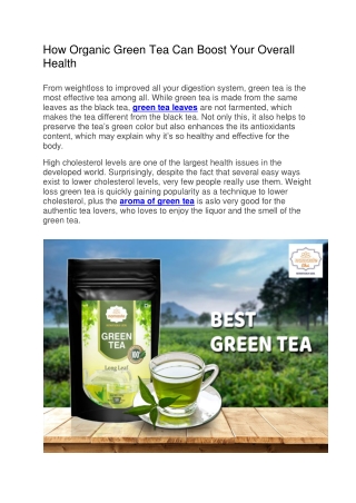 How Organic Green Tea Can Boost Your Overall Health