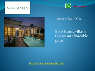 Book luxury villas in Goa on an affordable price