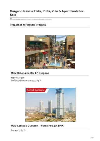 Resale Properties in Gurgaon