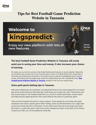 Free Soccer and Football Online Predictions in Tanzania