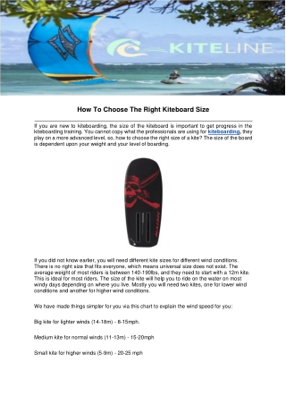 How To Choose The Right Kiteboard Size