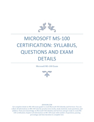 Microsoft MS-100 Certification: Syllabus, Questions and Exam Details