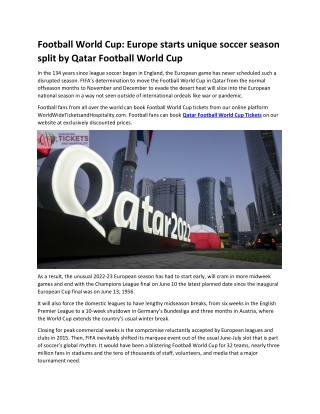 Football World Cup Europe starts unique soccer season split by Qatar Football World Cup