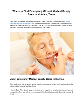 Where to Find Emergency Closest Medical Supply Store In McAllen, Texas