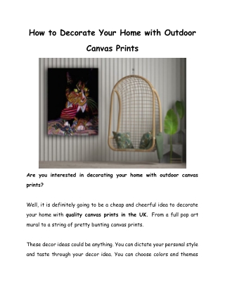 How to decorate Your Home With Outdoor Canvas Prints