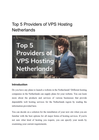 Top 5 Providers of VPS Hosting Netherlands (1)